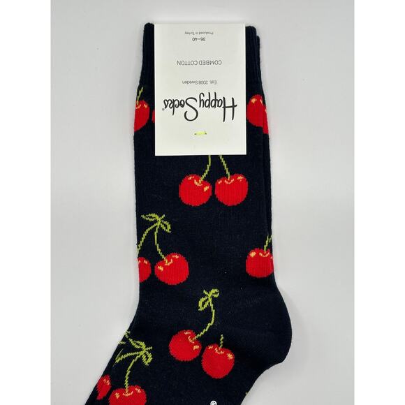 1 Pair Happy Socks Black Cherry Size Medium Unisex - Picture 2 of 3